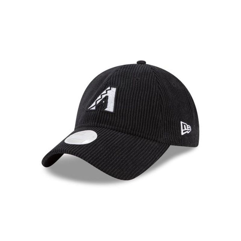 MLB Arizona Diamondbacks Womens Corduroy 9Twenty Adjustable (PVR5173) - Black New Era Caps